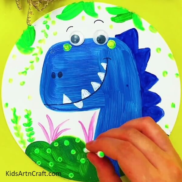 Making Dots Over The Base- Fun Dinosaur Picture Art for Kids: Step-by-Step Directions