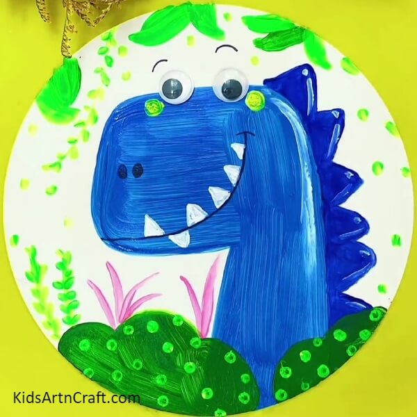 The Final Look Of Your Dinosaur Face Artwork!-Artistic Dinosaur Face Painting for Kids with Simple Steps