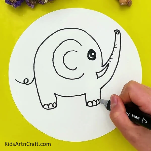 Drawing Tail And Nails For The Elephant-Learn How to Draw an Elephant Step-by-Step