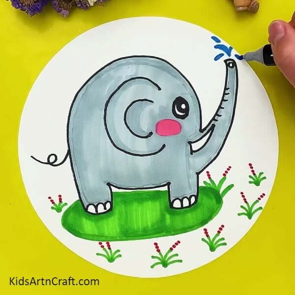 Finally, The Cute Elephant Drawing Is Completed!-Tutorial for Drawing an Elephant Step-by-Step