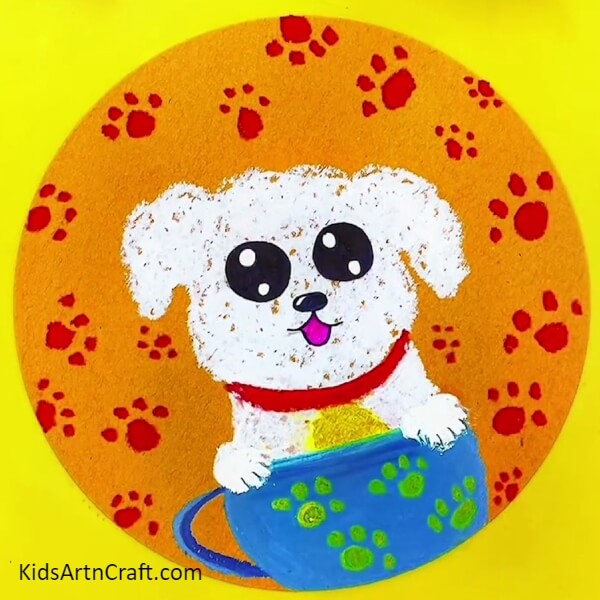 Now, Adorable Puppy Artwork Crafts Is Ready-Paper Craft Tutorial And Drawing for Kindergarten