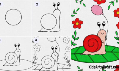 Adorable Snail Drawing Step by step Tutorial For Kids