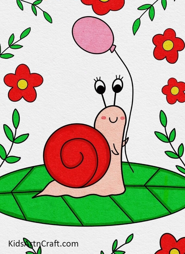 Finishing Snail Drawing With Coloring- Step-by-Step Guide on How to Draw a Sweet Snail for Little Ones 