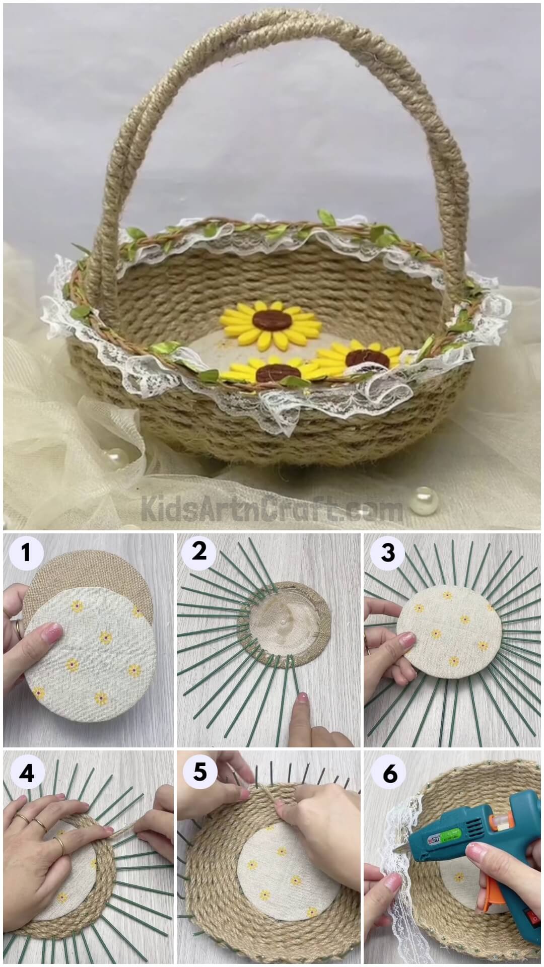 Amazing Jute Basket Craft Making Step By Step Tutorial For Kids