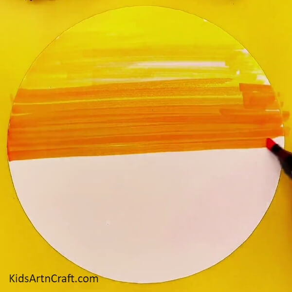Start Coloring The Circular Craft Paper-Marvelous Sunset Landscape Artwork Suggestion For Youngsters 