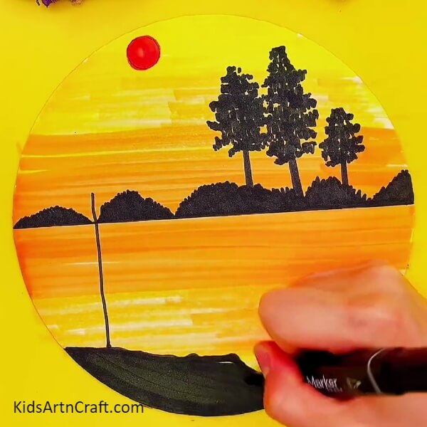 Draw Some Trees In Scenery- Impressive Sunset Scenery Portrayal Thought For Toddlers 