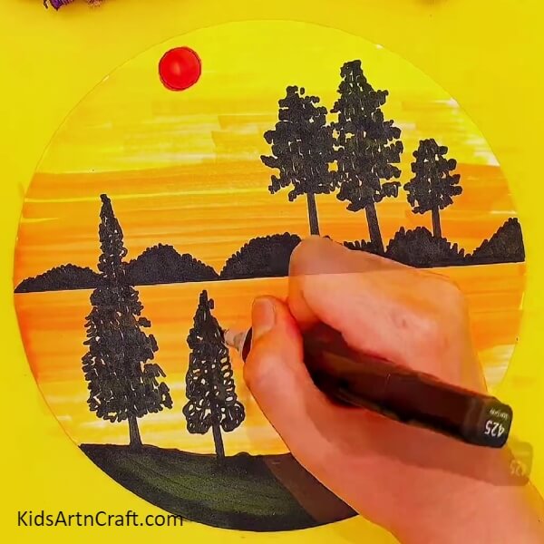 Finally, The Amazing Sunset Landscape Scenery Drawing Is Ready-Remarkable Sunset Landscape Drawing Idea For Youngsters 