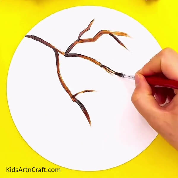 Making Tree Branches- Creative Painting Plan Featuring A Branch Of A Cherry Blossom Tree For Kids 