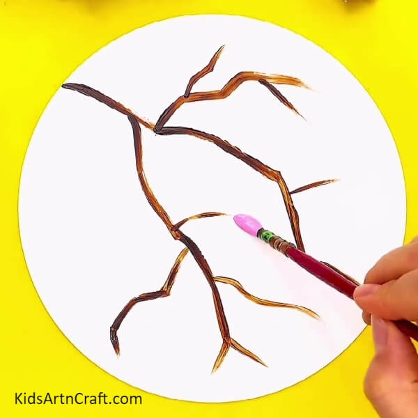Making A Flower Petal- Fun Painting Project Of A Branch Of A Cherry Blossom Tree Aimed At Children 