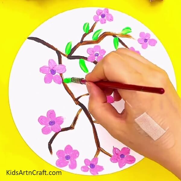Making Leaves- A Fun Art Project For Kids - Paint A Cherry Blossom Tree Branch 