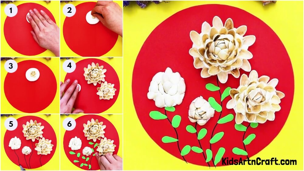 Beautiful Peanut Shell Rose Garden Craft Idea For kids