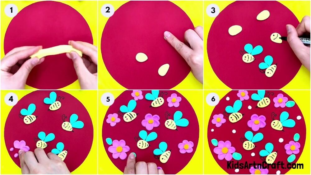 Bee Flowers Clay Craft Idea For Beginners