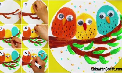 Birds Over Tree Branch Painting Step by Step Tutorial