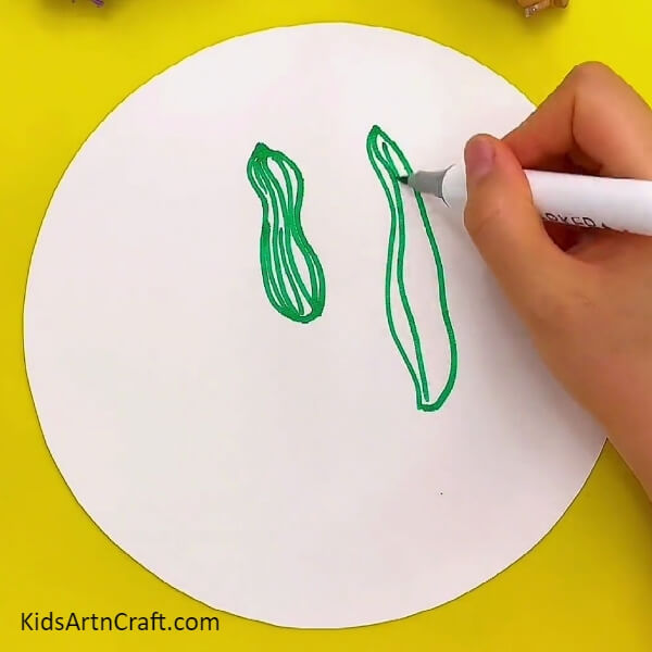 Drawing Cucumbers-How to Paint Cucumber Plants Step-by-Step for Kids 