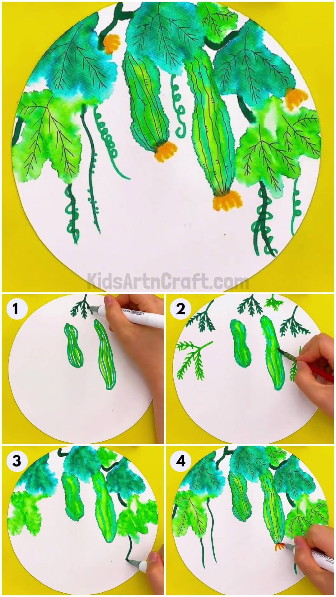  Bitter Cucumber Plant Painting Step by Step Tutorial For Kids
