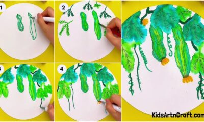 Bitter Cucumber Plant Painting Step by Step Tutorial For Kids