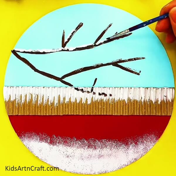 Making Snow Over The Tree Branch-Easy for children to identify a blooming tree
