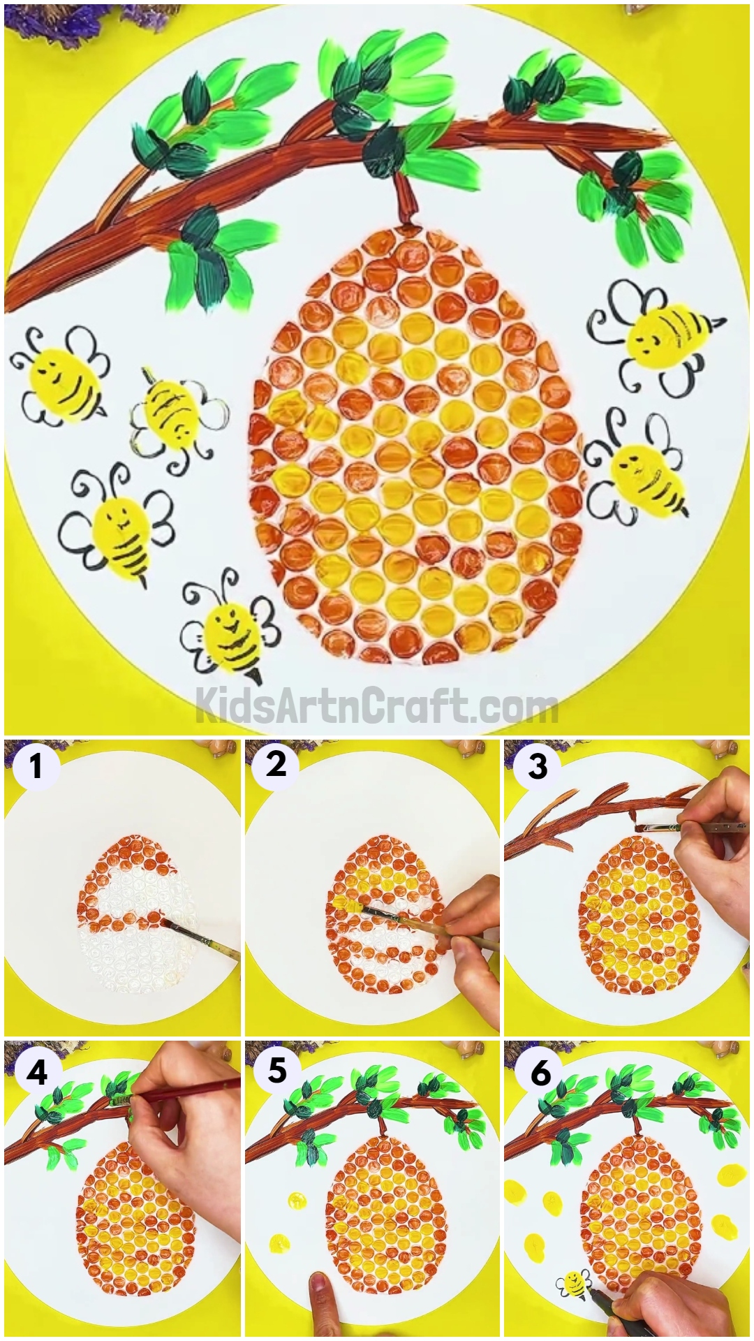  Bubble Wrap Honey Bee Artwork Craft Tutorial For Kids