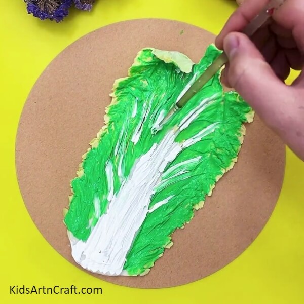 Draw The Branches Using The White Colored Poster Paint- Clay Art for Rookies Featuring Cabbage Prints