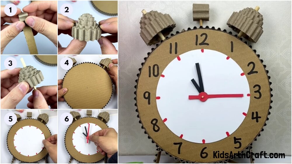 How to Make Cardboard Alarm Clock Recycled Craft For Kids