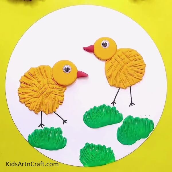 Making Two More Grass Bushes-Creating Clay Chick Artwork – A Step-by-Step Guide