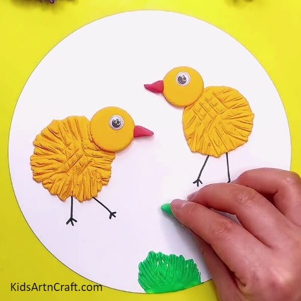 Making One More Chick And Drawing The Grass-Creating Clay Chick Artwork with a Step-by-Step Guide