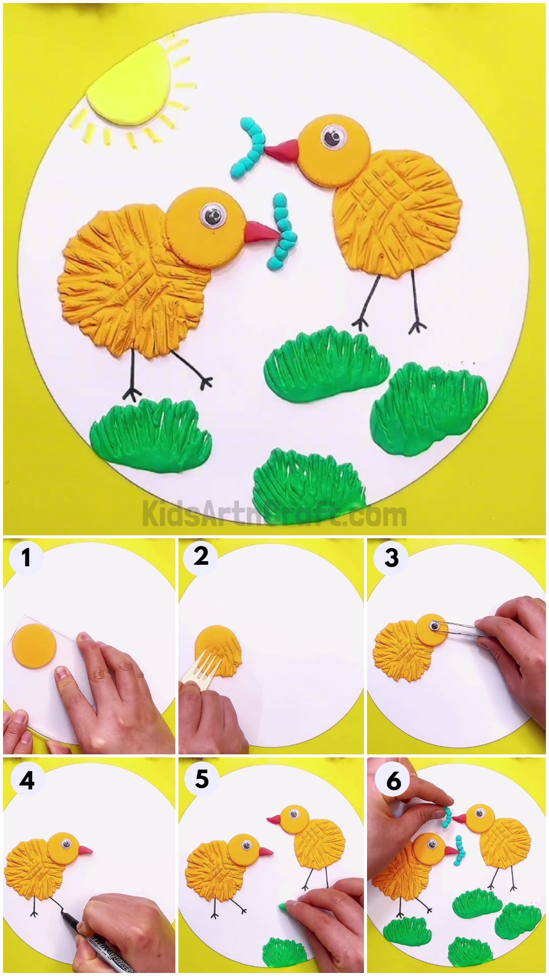 Clay Chicks Craft Artwork Step-by-step Tutorial