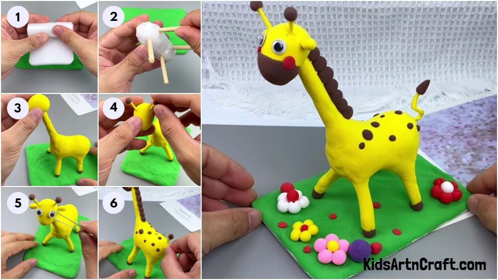 Clay Giraffe 3D Model Craft Project For Beginners