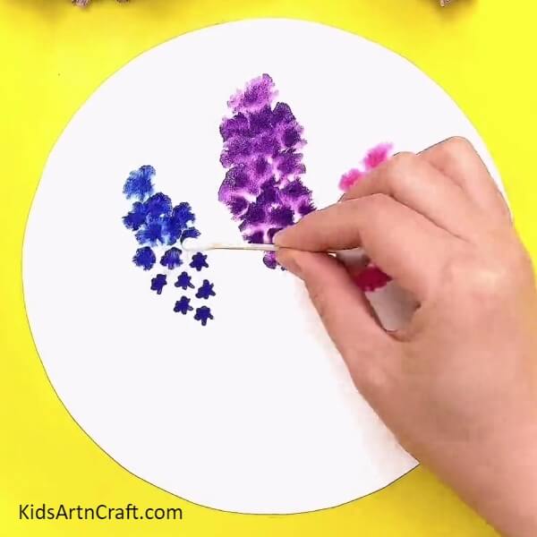 Likewise Draw Different Colours- Crafting a vivid Lavender flower art piece for kids. 