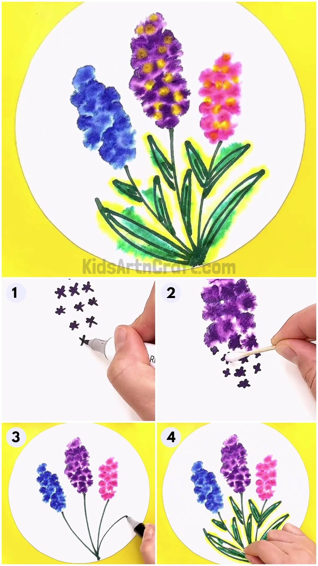 Colorful Lavender Flower Creative Artwork Drawing For Kids