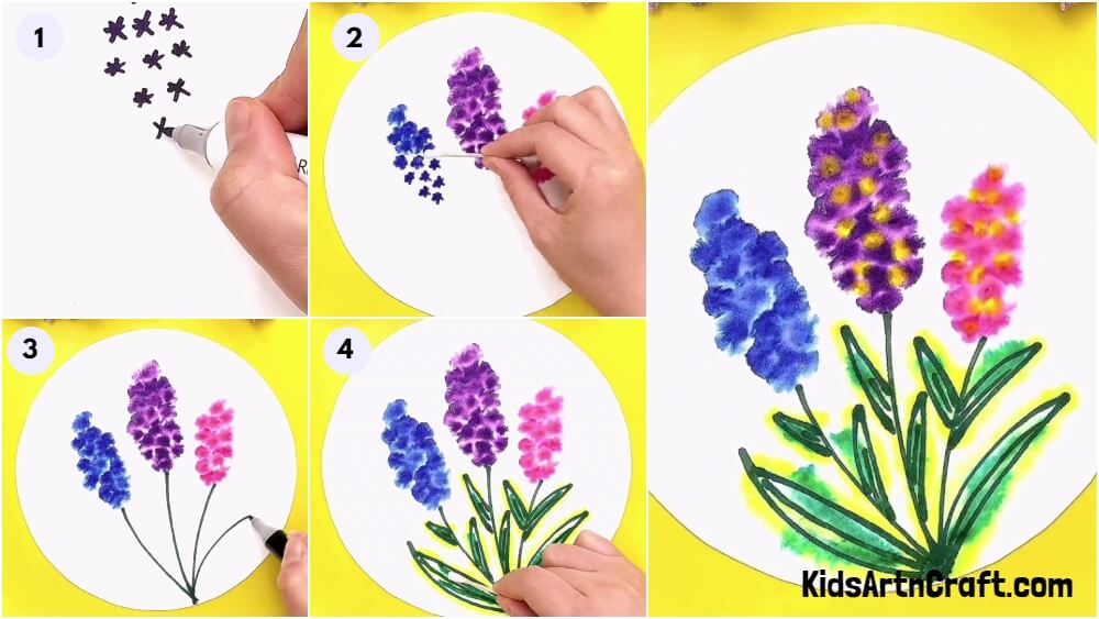Colorful Lavender Flower Creative Artwork Drawing For Kids