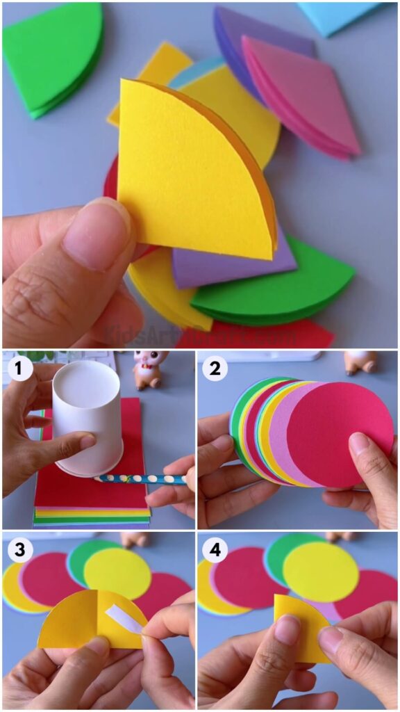 Colorful Paper Quarters Making Step by Step Instructions For Kids