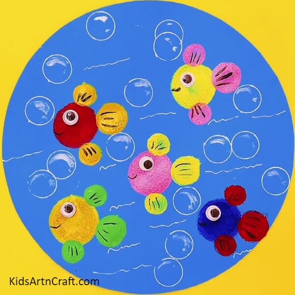 Your Colorful Fish Underwater Artwork Is Ready!- Bringing life to the ocean with stamping fish art for little ones. 