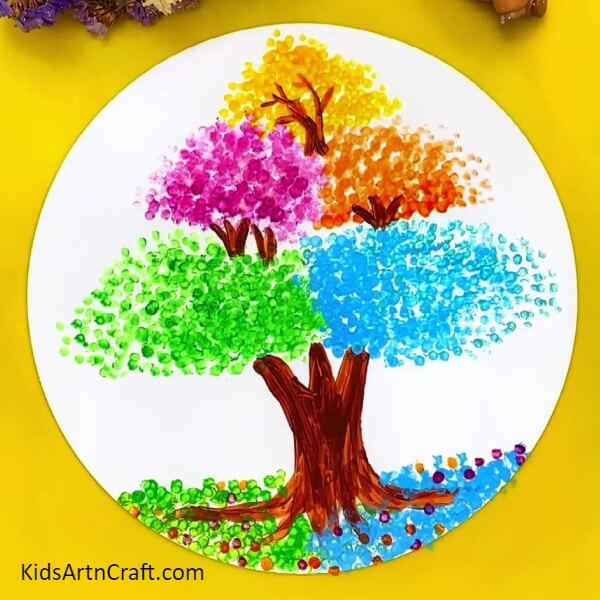 Whoa! Your Colorful Tree Artwork Is Ready!- How to Make a Colorful Tree Cotton Bud Painting 