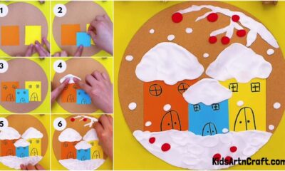 Craft Paper House And Tree Scenery Easy Tutorial for Kids