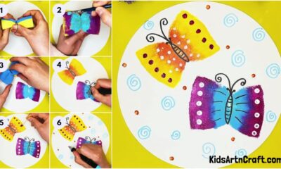 Creative Butterfly Painting Using Sponge Idea For Kids