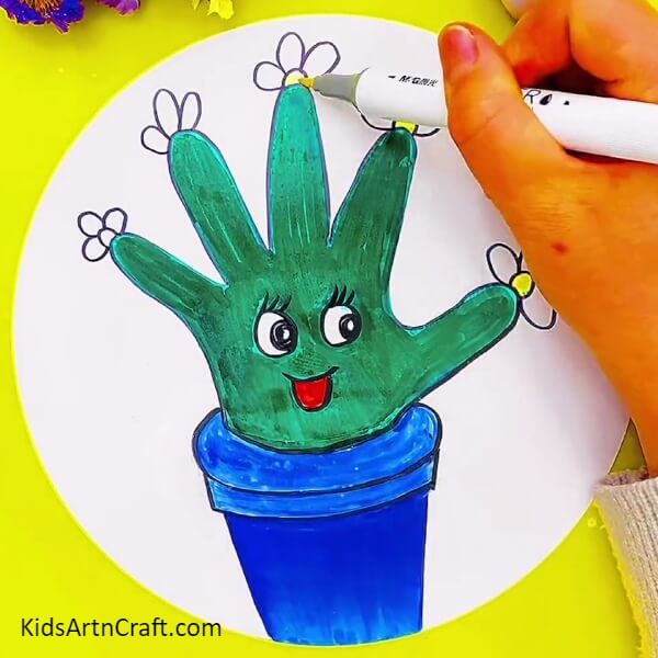Coloring The Flowers-A hand outline makes the perfect guide for kids to draw