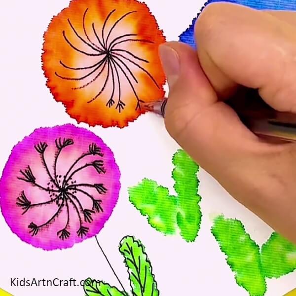Detailing The Petals-Using Sketch Pens 
