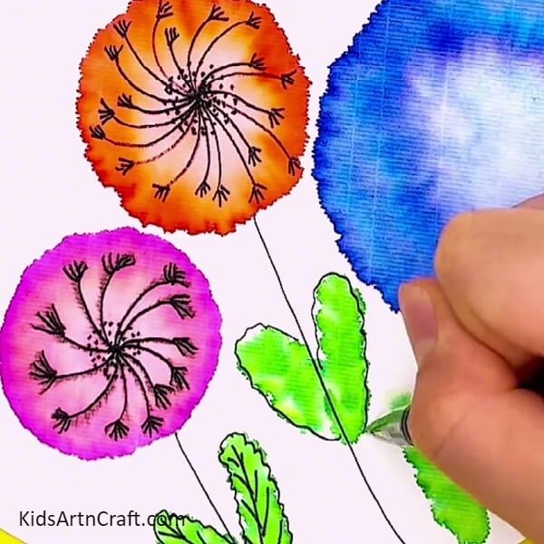 Making Stem And Leaves-Painting Art