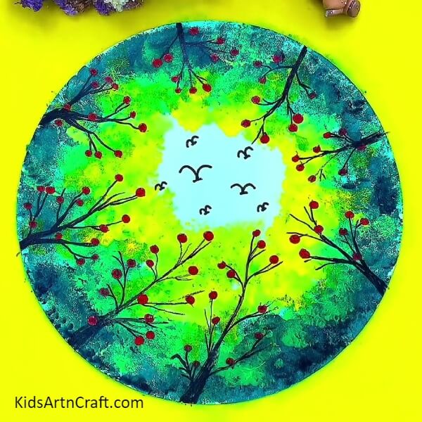 Final Image of creative forest painting art tutorials for childrens.