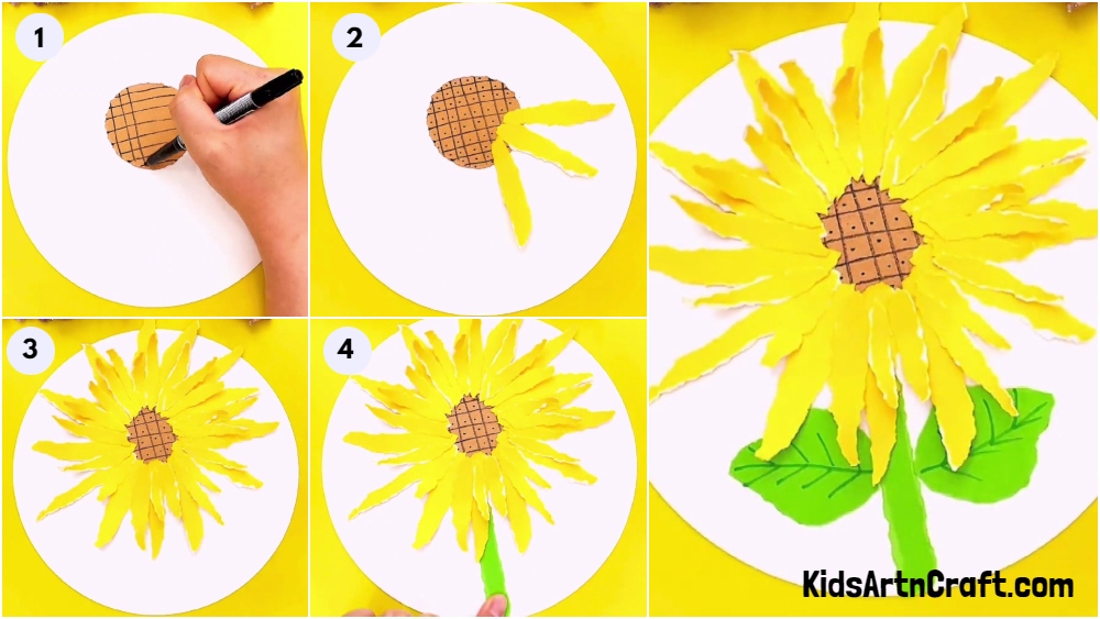 Creative Paper Sunflower Craft Idea For Beginners