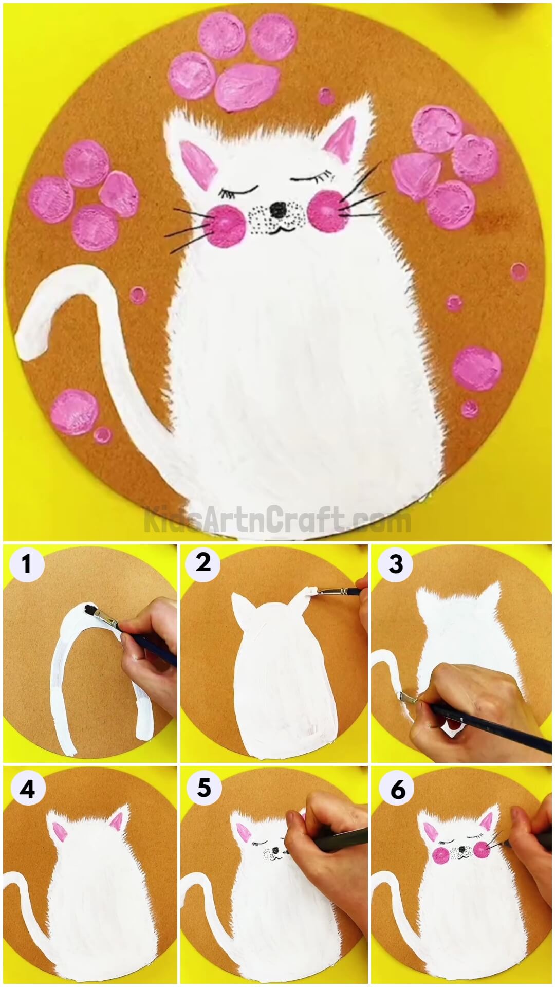 Cute Cat Easy Step By Step Artwork Painting Tutorial