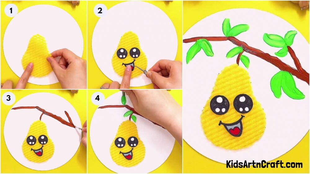 Cute Fruit Foam Pear Craft Step-by-step Tutorial For Kids