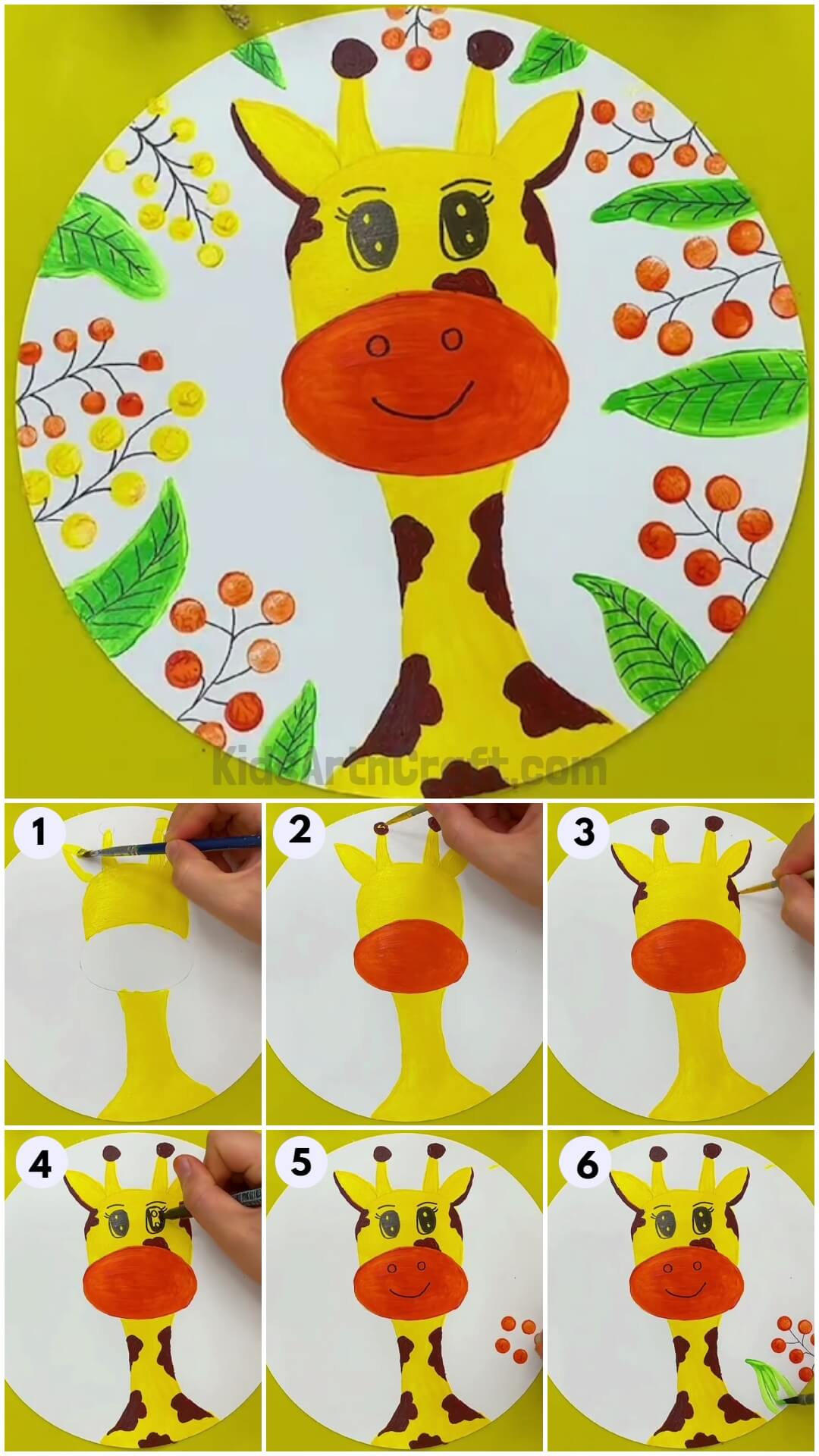 Cute Giraffe Face Painting Idea For Beginners