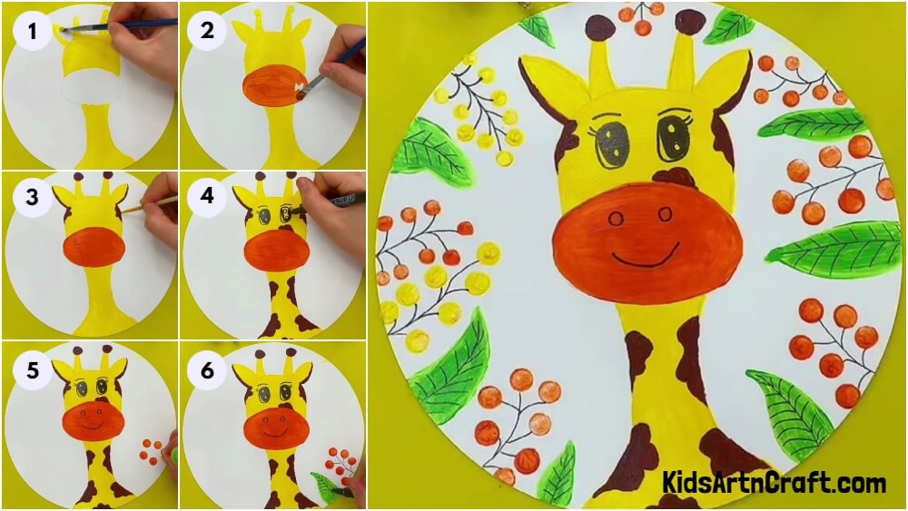 Cute Giraffe Face Painting Idea For Beginners