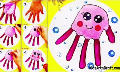 Cute Jellyfish Underwater Painting Using Hand Outline