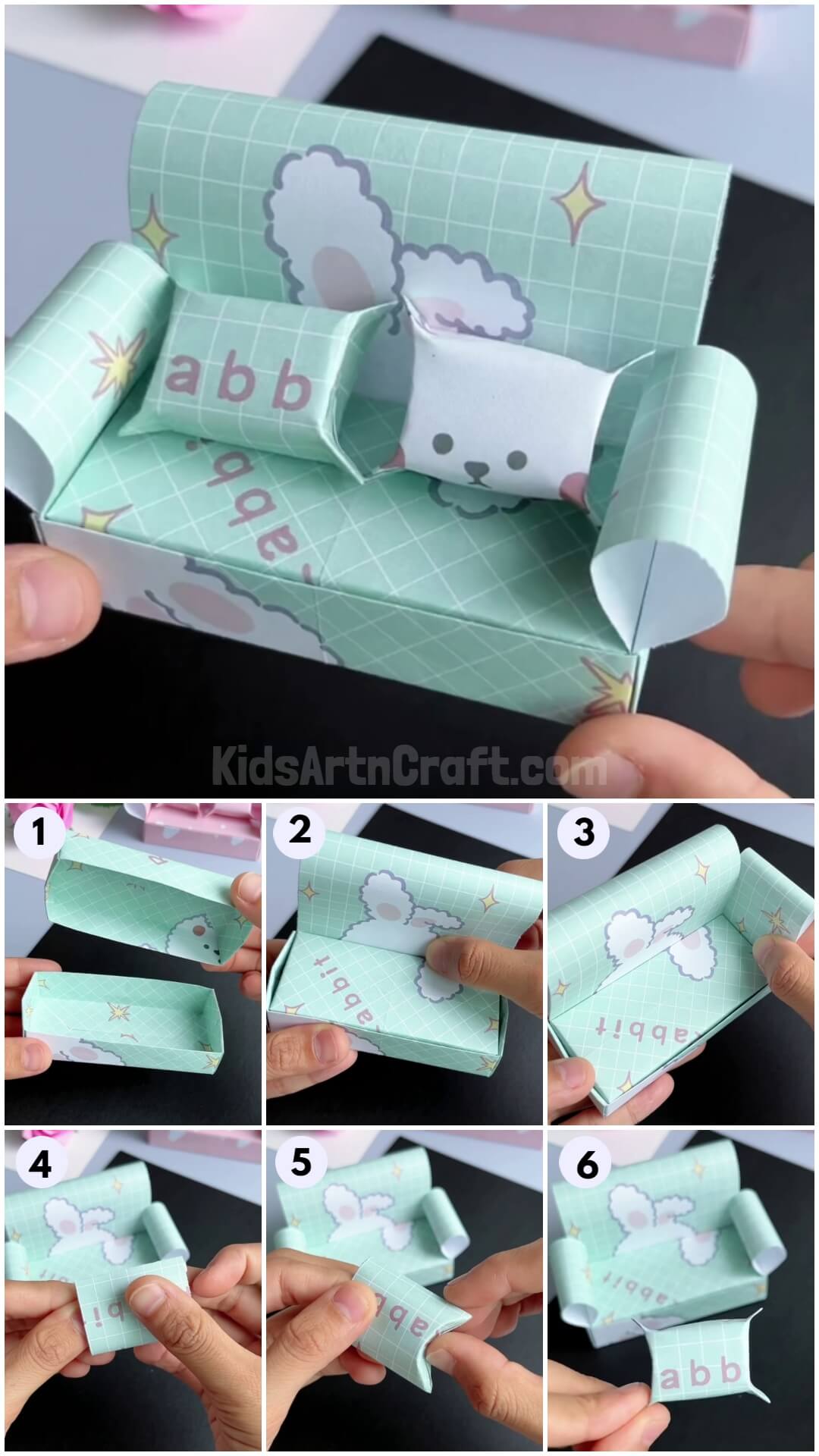 Cute Origami Mini Sofa Paper Craft For Beginners