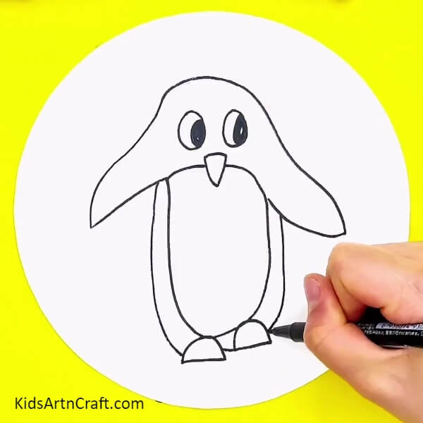 Making All The Features Of Penguin- How To Paint a Charming Penguin Hand Sketch For Kids 