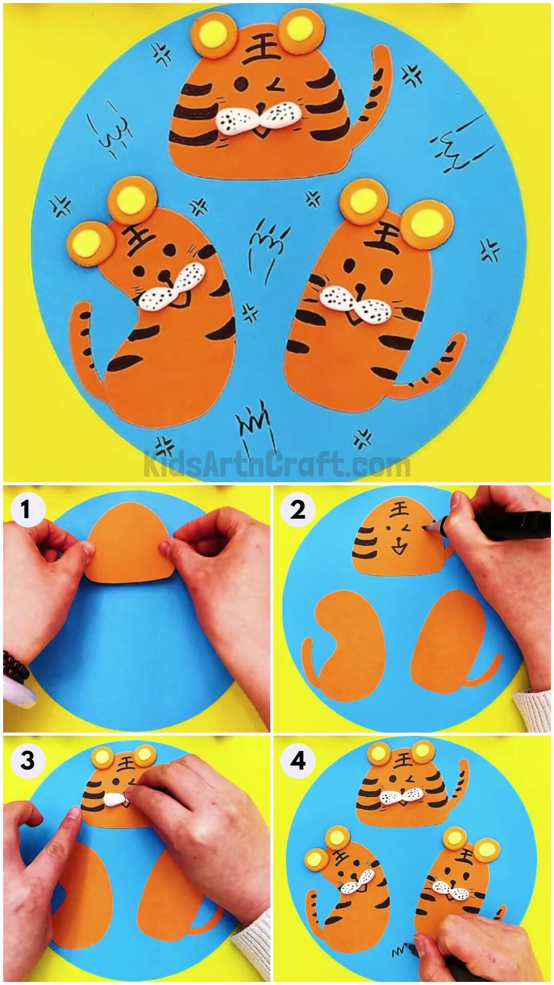 Cute Tigers Paper Craft Step by Step Instructions