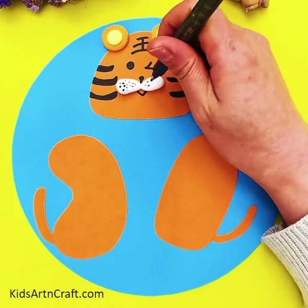 Drawing Whiskers Of The Tiger- Learn How to Make a Nice Paper Tiger 